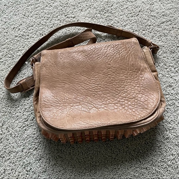 ALEXANDER WANG Taupe Pebbled Lambskin Leather Rose Gold Crossbody Messenger Bag - Picture 11 of 16